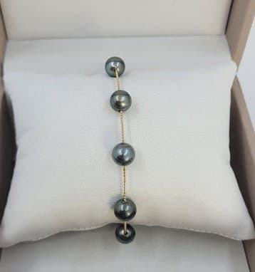 Armband - 18 karaat Geel goud, 7,5x8 mm heldere Tahitiaanse, Nieuw
