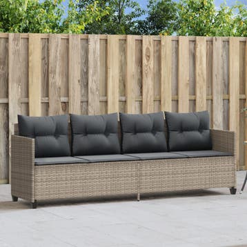 vidaXL Ligbed met kussen poly rattan lichtgrijs, Verzenden