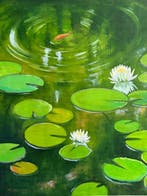 Poriya Shakiba - White lilies, Antiek en Kunst, Kunst | Schilderijen | Modern