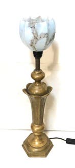 Lamp - Messing, Glas - lamp van massief messing