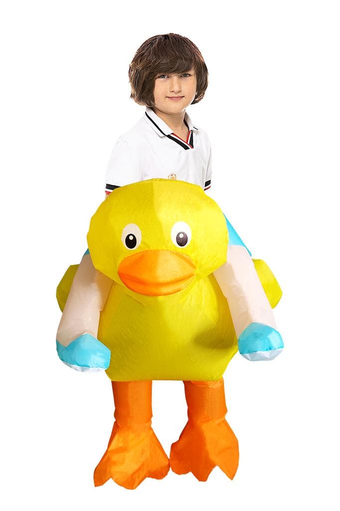 KIMU® Opblaas Kostuum Kinderen Rijdend op Badeend 122 128 13, Enfants & Bébés, Costumes de carnaval & Déguisements, Enlèvement ou Envoi
