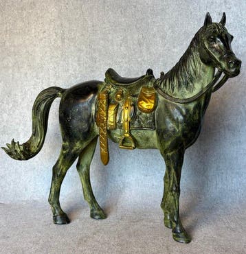 Beeld, Groot formaat paard 32 cm / 3.4 kg - 30 cm - Brons