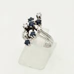 Ring - 14 karaat Witgoud Saffier - Diamant, Nieuw