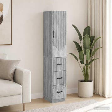 vidaXL Kast Set 2 st 33 x 34,5 x 87 cm Bewerkt hout Grijs, Verzenden
