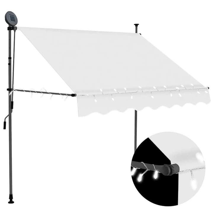 vidaXL Luifel handmatig uitschuifbaar met LED 150 cm, Tuin en Terras, Zonneschermen, Nieuw, Verzenden