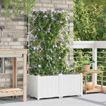 vidaXL Plantenbak 2 st Wit 80 x 40 x 142 cm PP, Tuin en Terras, Verzenden, Nieuw