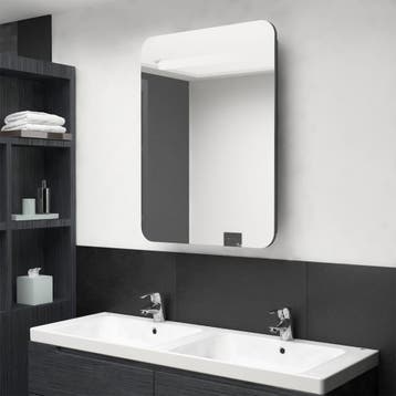 vidaXL Badkamerkast met spiegel en LED 60x11x80 cm grijs, Verzenden, Nieuw
