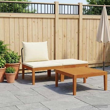 vidaXL 3 st Tuin Lounge Set met Kussens Massief acaciahout &, Tuin en Terras, Verzenden, Nieuw