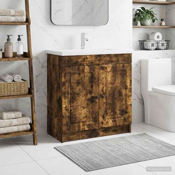 vidaXL Badkamer onder Wastafel Kast Gerookt eiken 78,5 x, Verzenden, Nieuw