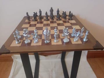 Schaaktafel - Legering, Naaldhout - zware aluminiumvoeten