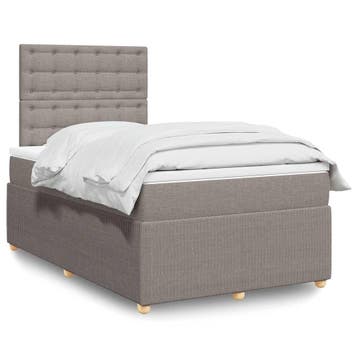 vidaXL Boxspring met matras stof taupe 120x200 cm, Verzenden