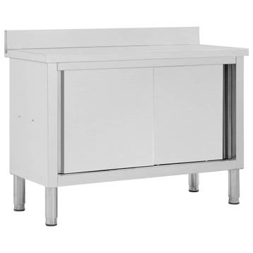 vidaXL Werktafel met schuifdeuren 120x50x(95-97) cm, Verzenden