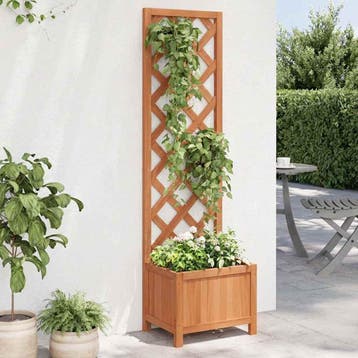 vidaXL Plantenbak met latwerk 40x30x135 cm massief vurenhout, Tuin en Terras, Bloempotten, Verzenden, Nieuw