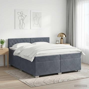 vidaXL Boxspringbed met matras Donkergrijs 200 x 200 cm, Verzenden