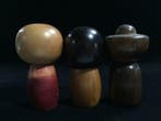 Set van 3 / Japanse vintage houten Kokeshi-popje (H:13-14
