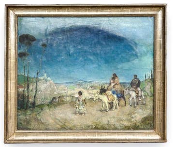 Emile Gastemans (1883-1956) - Southern view with gypsies on