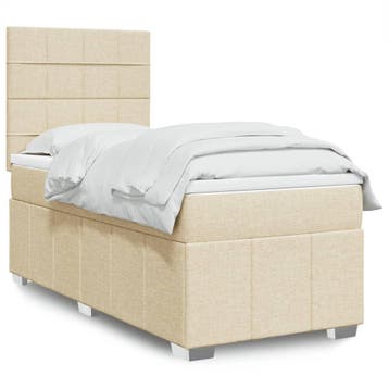 vidaXL Boxspring met matras stof crèmekleurig 100x200 cm, Verzenden, Nieuw