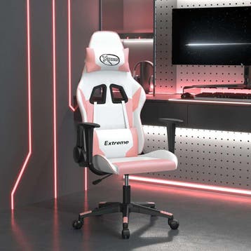 vidaXL Massage gamestoel kunstleer wit en roze, Huis en Inrichting, Verzenden, Nieuw