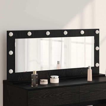 vidaXL Make-up Spiegel Zwart Eiken 100 x 45 x 18 cm, Verzenden, Nieuw