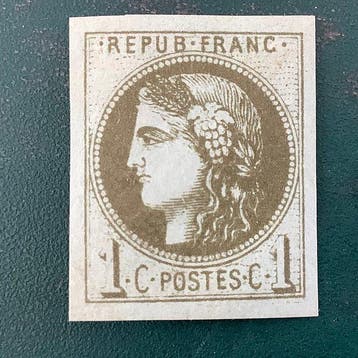 Frankrijk 1870 - 1 cent Bordeaux met luxe marges - MH -, Gestempeld