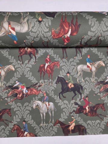 Stof Equitazione Exclusief met galopperende paarden -