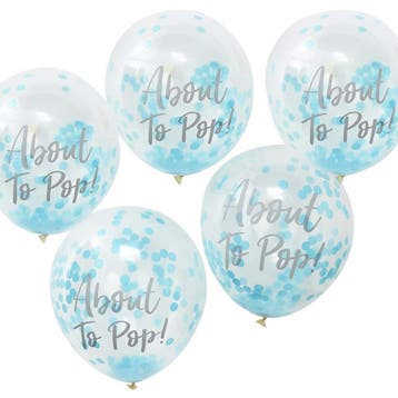 Blauwe Confetti Ballonnen About To Pop 30cm 5st, Hobby en Vrije tijd, Verzenden, Nieuw