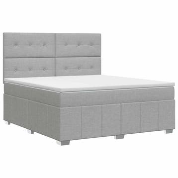 vidaXL Boxspringbed met matras Lichtgrijs 140 x 190 cm Stof, Verzenden