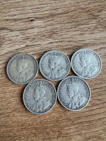 Cyprus. George V. 9 Piastres 1919 (Lot of 5 coins) (Zonder