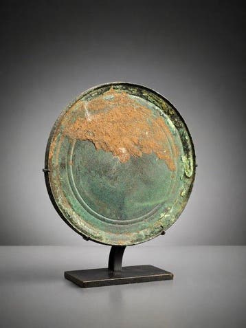 Oud-Khmer Brons Spiegel - 20 cm - Hofspiegel - Khmer