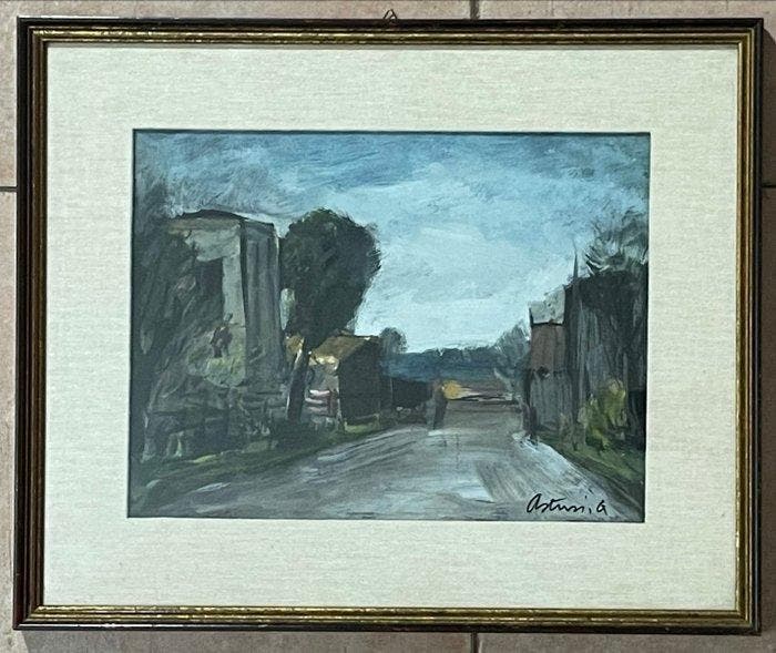 Antonio Asturi (1904-1986) - Strada di campagna con, Antiquités & Art, Art | Peinture | Classique