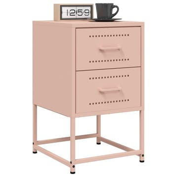 vidaXL Nachtkastjes 2 st 36x39x60,5 cm staal roze, Huis en Inrichting, Verzenden, Nieuw