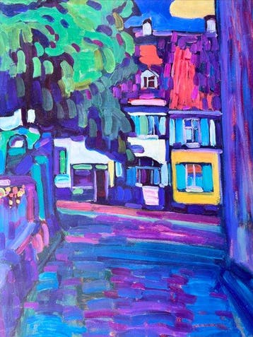 Wassily Kandinsky - Murnau, casas en el Obermarkt, 1908, Antiek en Kunst