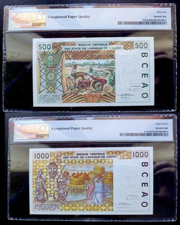 West-Afrikaanse Staten. - 500 and 1000 Francs 1994/1995 -