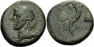 2 Jhdt v Chr Adramytion Mysien Bronze Apollo Dioskurenkap..., Verzenden