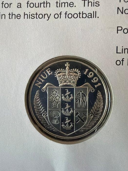 Niue. 5 Dollars 1991 World Cup 94 - 9,63g (.500) (Zonder, Postzegels en Munten, Munten | Europa | Niet-Euromunten
