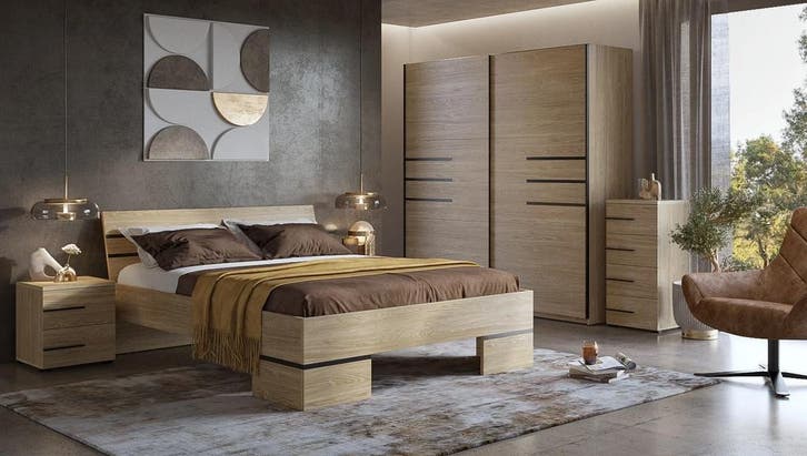 Houten Bed Vienna - Naturel - Bedframe 160 x 200, Huis en Inrichting, Slaapkamer | Bedden, Nieuw, Verzenden