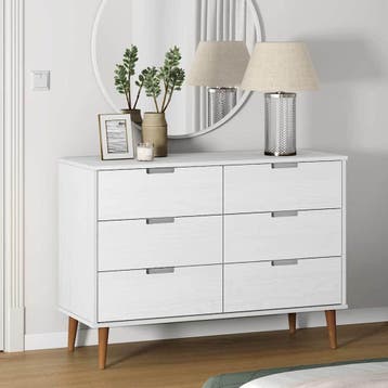 vidaXL Ladekast MOLDE 113x40x80 cm massief grenenhout wit, Verzenden, Nieuw