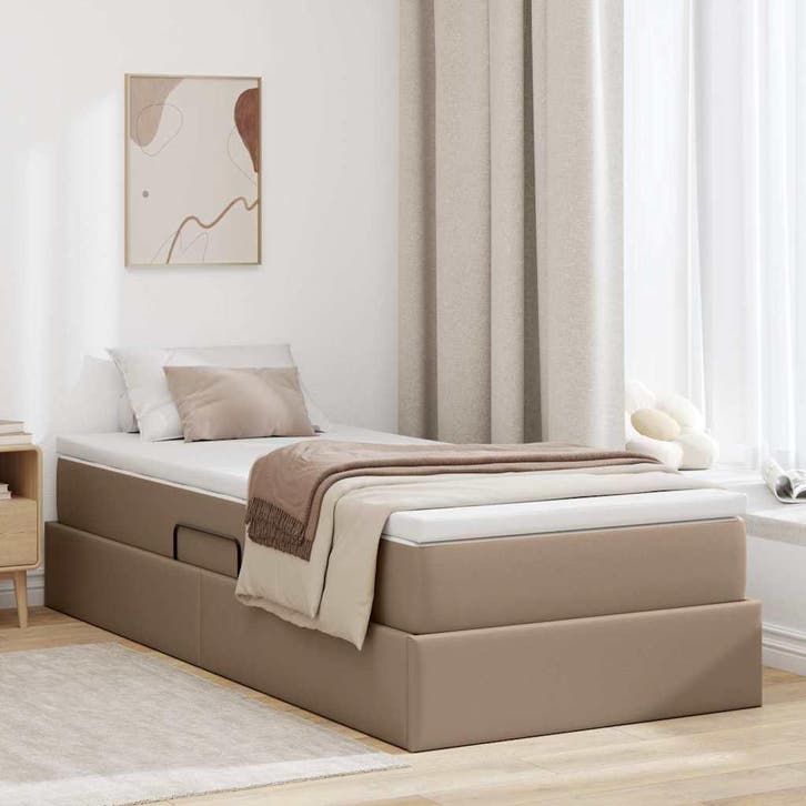 vidaXL Opslag bed met matras Cappuccino 90 x 200 cm, Huis en Inrichting, Slaapkamer | Bedden, Nieuw, Verzenden