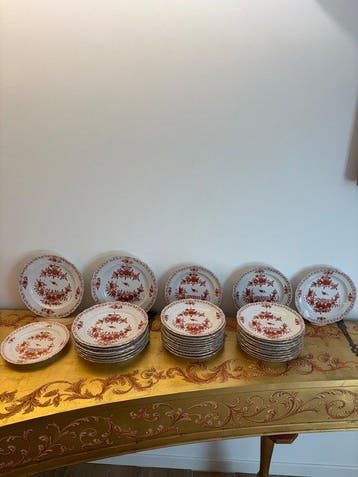 Meissen - Bord (34) - Pittura Indiana Rosso Corallo -, Antiek en Kunst