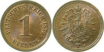 Duitsland 1 Pfennig 1876 F J 001, Postzegels en Munten, Verzenden, België