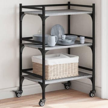 vidaXL Keukentrolley 50x35x75,5cm bewerkt hout grijs sonoma, Verzenden