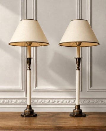 Tafellamp (2) - Messing, Metaal - Vintage tafellampen