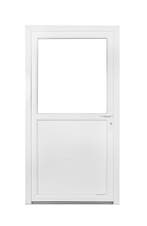 PVC Kunstsof Deur wit 1/2 glas Premium b120 x h208 cm L., 120 cm of meer, Nieuw, Ophalen of Verzenden, Buitendeur