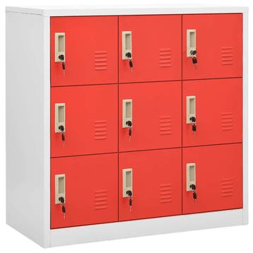 vidaXL Lockerkast 90x45x92,5 cm staal lichtgrijs en rood, Verzenden