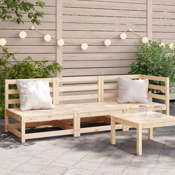 vidaXL Tuinbank 3-zits massief grenenhout, Tuin en Terras, Verzenden, Nieuw