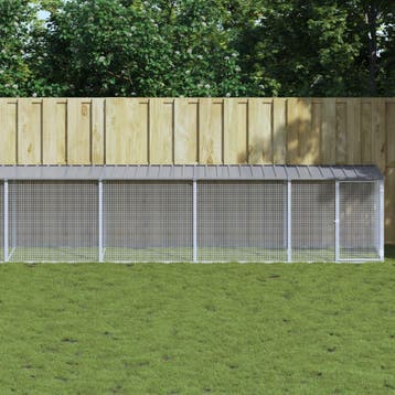 vidaXL Kippenhok met dak 803x98x90 cm gegalvaniseerd staal, Verzenden