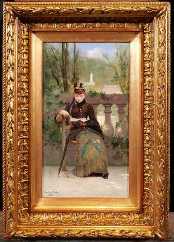 Henri de Sachy (1847-1925) - Woman reading a book in the, Antiquités & Art, Art | Peinture | Classique