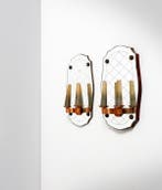 Wandlamp (2) - spiegelapplicatie - Koper, Glas, Huis en Inrichting, Nieuw