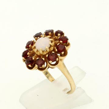 Bague - 12 carats Or jaune Opale - Grenat, Nieuw