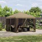 vidaXL Tuin gazebo met zijwanden 3 x 3 m Beige Polyester en, Verzenden